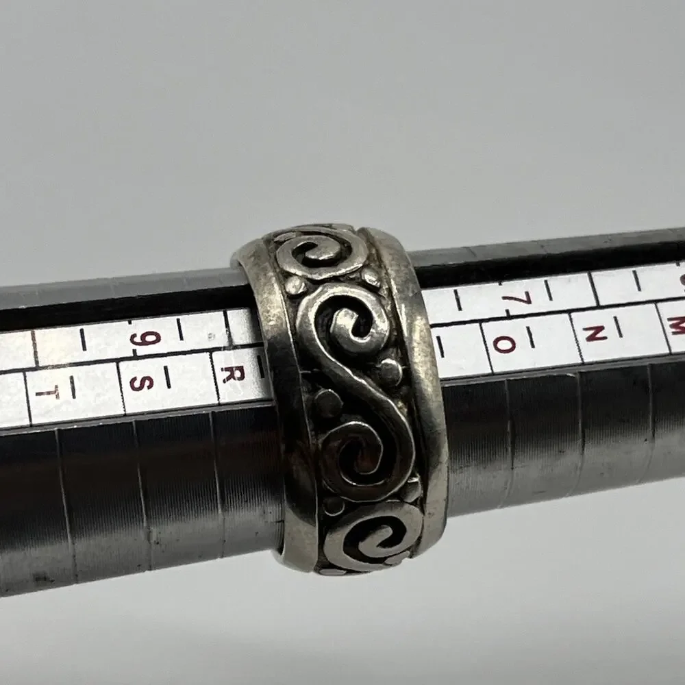 Sterling Silver 925 Scroll Eternity Band Ring Size 8 Vintage Marked 925 Tested